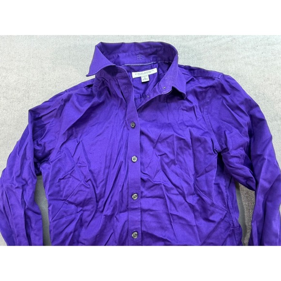 Vintage Banana Republic Women Non-Iron Fitted Dress Shirt Blue Size 4 Stretch - Picture 3 of 11